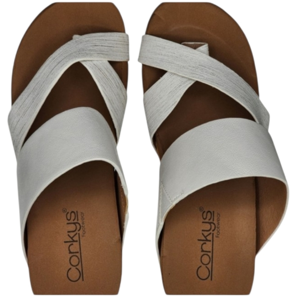 NWOT Corkys White Metallic Wedge Sandals Size 6 Studded Platform - Picture 5 of 7